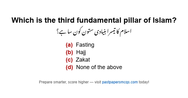 Which is the third fundamental pillar of Islam?
