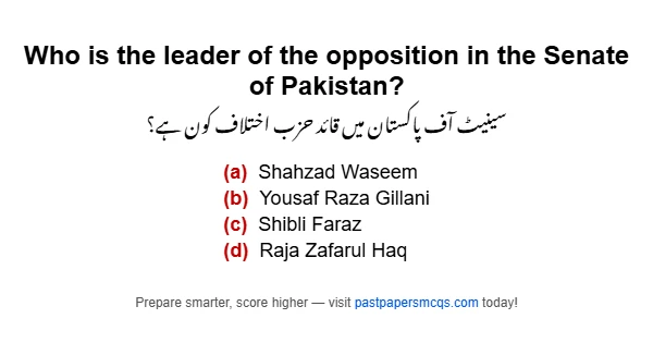 Who is the leader of the opposition in the Senate of Pakistan?