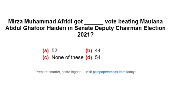 Mirza Muhammad Afridi got ______ vote beating Maulana Abdul Ghafoor Haideri in Senate Deputy Chairman Election 2021?