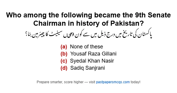 Who among the following became the 9th Senate Chairman in history of Pakistan?