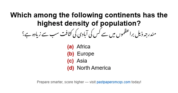 Which among the following continents has the highest density of population?