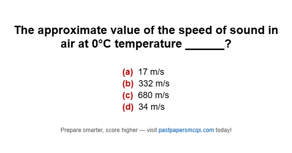 The approximate value of the speed of sound in air at 0°C temperature ______?