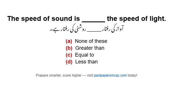The speed of sound is ______ the speed of light.