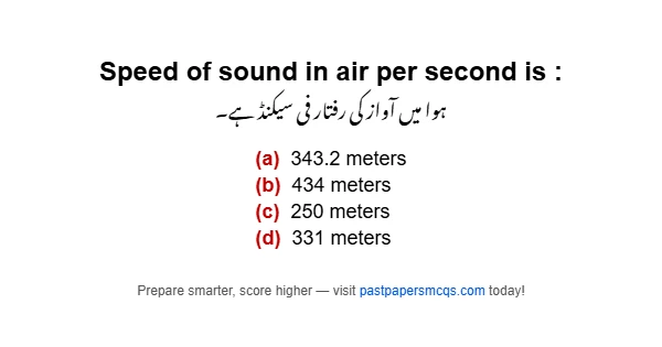 Speed of sound in air per second is :