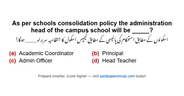 As per schools consolidation policy the administration head of the campus school will be _____?